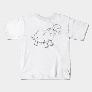 Hippopotamus - Line Art Kids T-Shirt